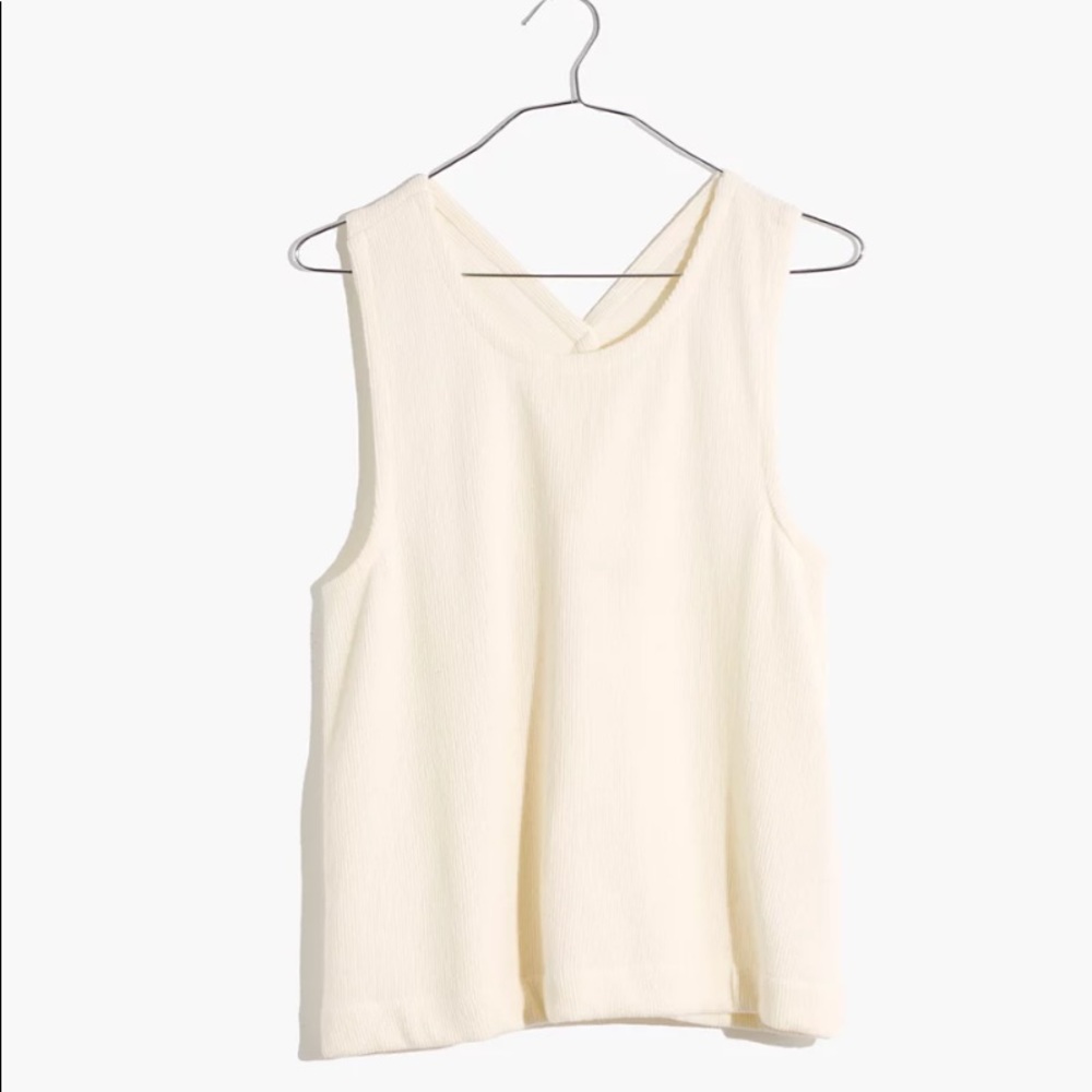 Madewell Ottoman Jacquard Cross-Back TankTop Ivory